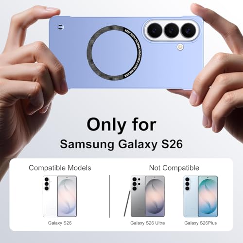 Frameless Slim Case for Samsung Galaxy S26, Silky Touch, Hard PC Matte Back, Exposed Sides Compatible with Mag-Safe, Anti-Scratch Shockproof Protective Cover for Samsung S26 5G (Purple) - color: Purple