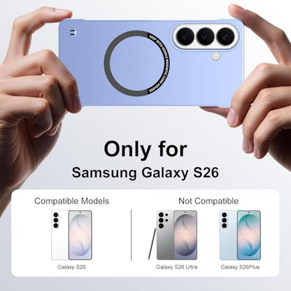 Frameless Slim Case for Samsung Galaxy S26, Silky Touch, Hard PC Matte Back, Exposed Sides Compatible with Mag-Safe, Anti-Scratch Shockproof Protective Cover for Samsung S26 5G (Purple) - color: Purple