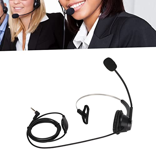 H360-3.5VA Single Sided Headset, Corded Monaural Headset with Noise Canceling Mic and Volume Control, Single Ear Headset for 3.5mm Jack Devices in Call Centers and