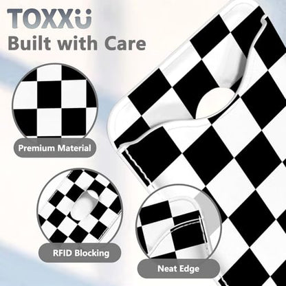 Checkered Magnetic Wallets Compatible with Magsafe Wallet for iPhone 17/16/15/14/13/12 Series Pro Max Plus Air, Phone Magnet Card Holder for Women Men Lether Mag Safe Black - color: Checkered (Black)