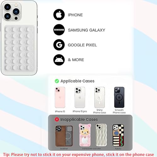 Rookii 2Pcs Suction Phone Holders Double-Sided,Hands-Free Silicone Suction Pad Sticky Phone Grip,Non Slip Case Sticky Pad Grip for Stand,Shower Mirror and Car Selfie (Black White) - color: black white