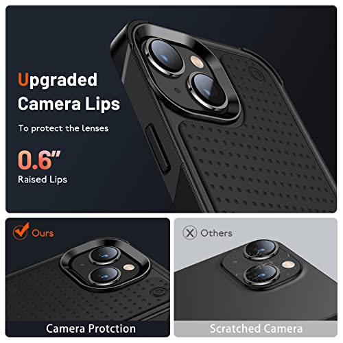Designed for iPhone 14 Case iPhone 13 Case 2 in 1 Gift Militay Grade Drop Protective Rugged Heavy Duty Cover Shockproof for iPhone 14 Phone Case for Women Men boy Girl (Black) - color: Black