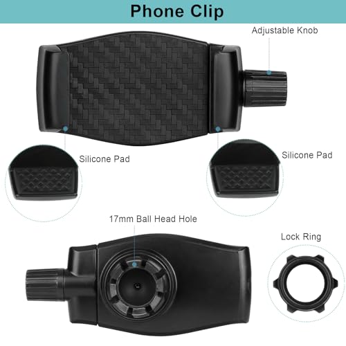 Mippko iPhone Mount for Desk/Table/Rod/Kitchen Cabinet,360°Adjustable Aluminum Alloy Phone Stand,Clip Holder Compatible with 3.5~7.5" iPhone/Nexus/HTC/Huawei/Smartphone - style: iPhone Mount