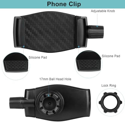 Mippko iPhone Mount for Desk/Table/Rod/Kitchen Cabinet,360°Adjustable Aluminum Alloy Phone Stand,Clip Holder Compatible with 3.5~7.5" iPhone/Nexus/HTC/Huawei/Smartphone - style: iPhone Mount