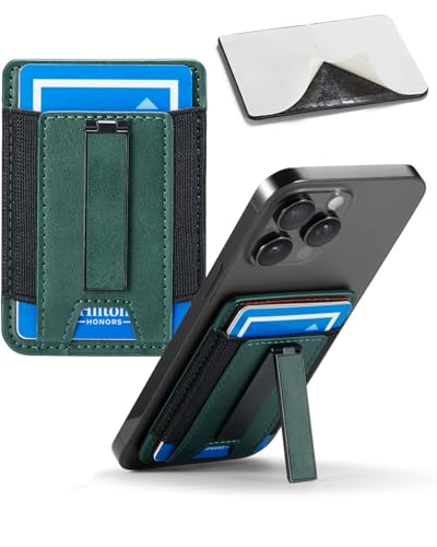 Phone Card Holder Wallet with Stand, Hold 6 Card for iPhone Andriod - color: Green