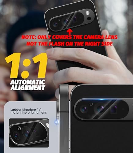 Orzero (3 Pack) Camera Lens Protector Compatible for Google Pixel 9 Pro XL 6.8 inch, Protector de Cámera Case Friendly Tempered Glass 9H High Definition Microphone Cutout Anti-Scratch - size: Google Pixel 9 Pro XL 6.8 inch