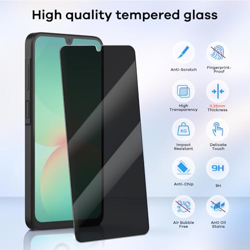 3+3 for Samsung Galaxy A26 5G Privacy Screen Protector Camera Protector - size: Galaxy A26 Privacy