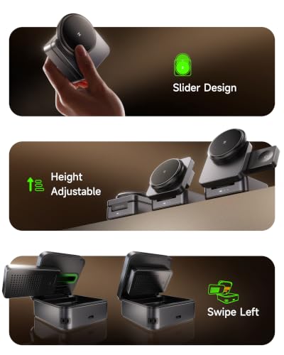 ZEEHOO 3-in-1 Foldable Magnetic Wireless Charging Station, 15W Travel Charger Stand Dock for iPhone 17/16/15/14/13/12 Series, Apple Watch, AirPods (30W Adapter Included) - color: Gray