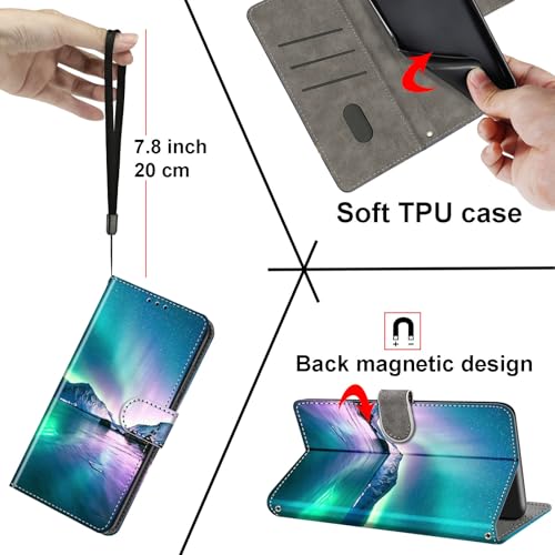 Case Wallet for Motorola Moto G Power 2025/2026, Ice Sea | Kickstand, 3 Card Holder, Shockproof TPU Interior Shell, PU Leather, Magnetic Flip Cover, Lanyard Strap - color: Pic:06