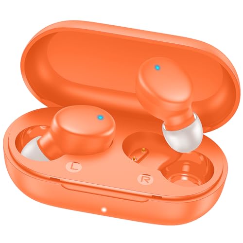 MOZOTER Mini Wireless Earbuds Bluetooth 5.3 in Ear Headphones Headsets - color: Orange