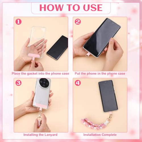 Jspupifip 2 PCS Boho Macrame Phone Wrist Strap, White/Pink - color: Pink,white