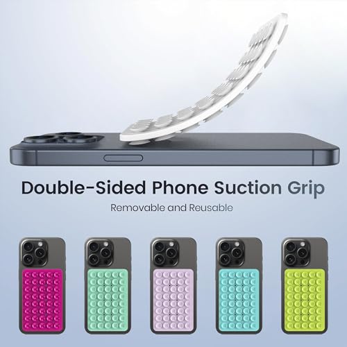 Double Sided Silicone Suction Phone Holder Mount, Silicon Accessory for iPhone and Android, Hands-Free Mirror Shower Phone Holder, TikTok Videos and Selfies (Combo C) - color: Combo C