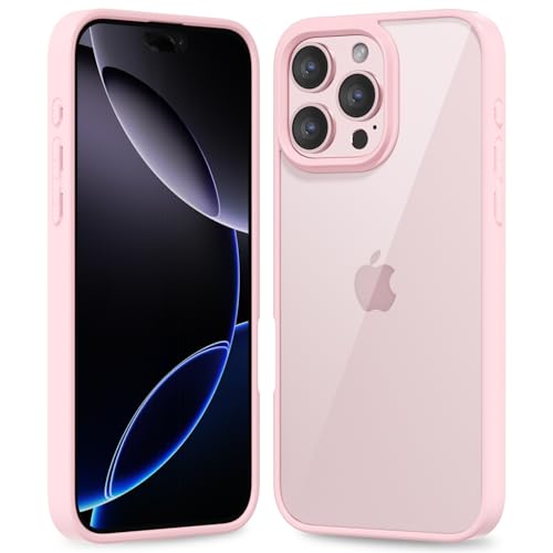 oakxco Thin Slim Clear case for iPhone 16 Pro Max, Transparent Hybrid Hard Shell Plastic & Soft Silicone Rubber Bumper, Non-Yellow Acrylic Protective Lightweight Cover for Women, Light Pink - color: Light Pink, size: 16 Pro Max