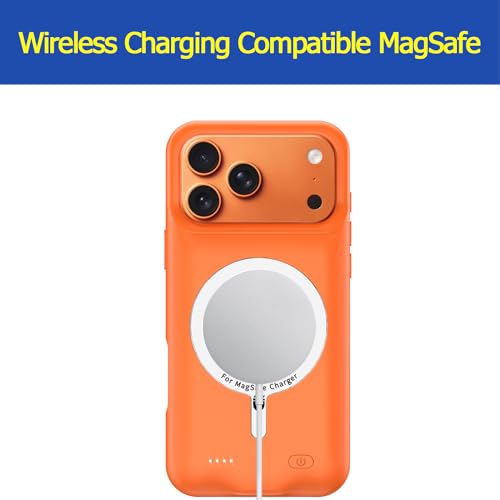 Battery Case for iPhone 17 Pro Max, Enhanced 12000mAh Portable Protective Wireless Charging Case Support Carplay Compatible with iPhone 17 Pro Max (6.9 inch) Rechargeable Battery Charger Cover(Orange) - size: iPhone 17 Pro Max