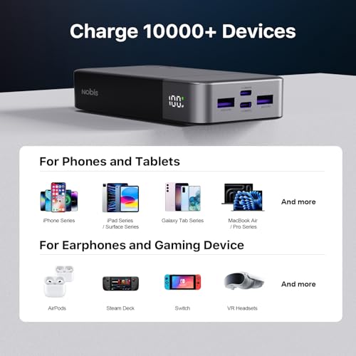 NOBIS 45W 20000mAh Portable Charger Power Bank Fast Charging - color: Black