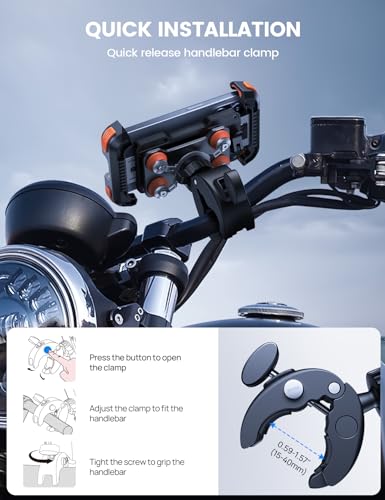 Lamicall Motorcycle Phone Mount Holder with Dual Vibration Dampener - color: Orange