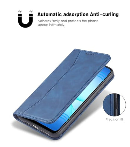 Asuwish Flip Wallet Phone Case for Samsung Galaxy A17 5G with Tempered Glass Screen Protector Magnetic Closure Folio Cover Credit Card Holder Slot Stand Cell Accessories A 17 17A 4G Women Men Blue - color: Blue
