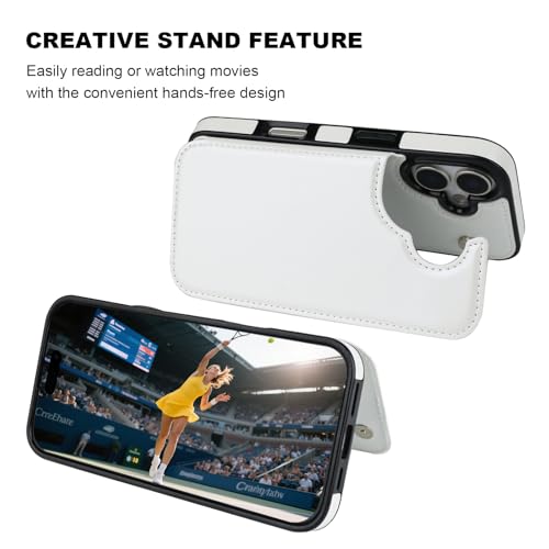 ONETOP for iPhone 17 Wallet Case with Credit Card Holder,White | Kickstand,ID/Cash Holder,Case Wallet with Card Slots,Double Magnetic Clasp,Durable PU Leather Shockproof Cover for Women Men - color: White