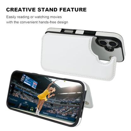ONETOP for iPhone 17 Wallet Case with Credit Card Holder,White | Kickstand,ID/Cash Holder,Case Wallet with Card Slots,Double Magnetic Clasp,Durable PU Leather Shockproof Cover for Women Men - color: White