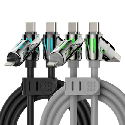 MFish 2-Pack 240W 4-in-1 Multi Charging Cable, Black+Grey, 6.6FT - color: Black+Grey, size: 2-Pack 6.6FT