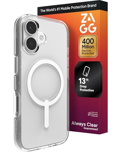 ZAGG Crystal Palace Case for iPhone 17 - Clear, Drop Protection (13ft/4m), ClearGuard Anti‑Yellowing & Scratch‑Resistant, MagSafe & Wireless Charging Compatible - size: iPhone 17, style: With Magsafe