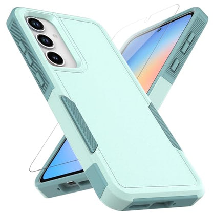 MDCN for Galaxy A35 5G Case: Dual Layer Protective Heavy Duty Cell Phone Cover Shockproof Rugged with Screen Protector - Military Protection Bumper Tough - Galaxy A35 5G 2024, Green - color: Mint Green (PC) + Mint Green (TPU)