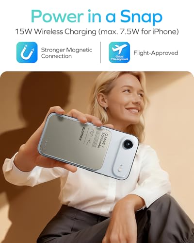 MOMAX Magnetic Wireless Power Bank 5000mAh, Ultra-Slim 0.3" MagSafe-Compatible Portable Charger, 20W USB-C PD Fast Charging, for iPhone 17/16/15/14/13/12 Series, Samsung Galaxy & Google Pixel