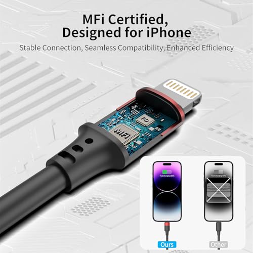 Vienceen 1 ft USB to Lightning Cable, 2 Pack Short iPhone Fast Charger Cord, [MFi-Certified] 12 Inch Lightning Charger Cable for iPhone 14/13/12 - size: 1 FT