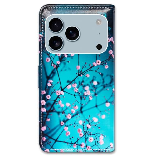 Bcov Case for iPhone 17 Pro,Plum Blossom Flower Leather Flip Phone Case Wallet Cover with Card Slot Holder Kickstand Case for iPhone 17 Pro - color: Plum Blossom Style