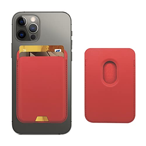 iLodn Magnetic Wallet Compatible with MagSafe for iPhone 17 16 15 14 13 12 Pro Max Air Plus Model, Mag 3 Safe Card Holder Stick on Accessories for Cell Phone & Case, Red - color: Red