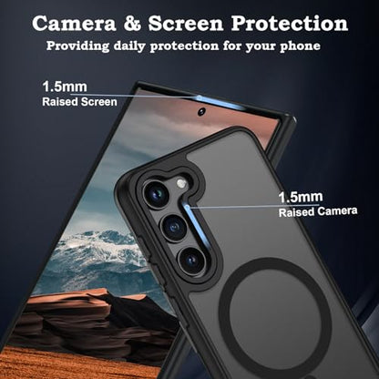 Magnetic for Samsung S23 Case, Military Grade Protective Slim Translucent Matte Skin Smooth Phone Case Woman Men Samsung Galaxy S23 6.1" Cover, Black