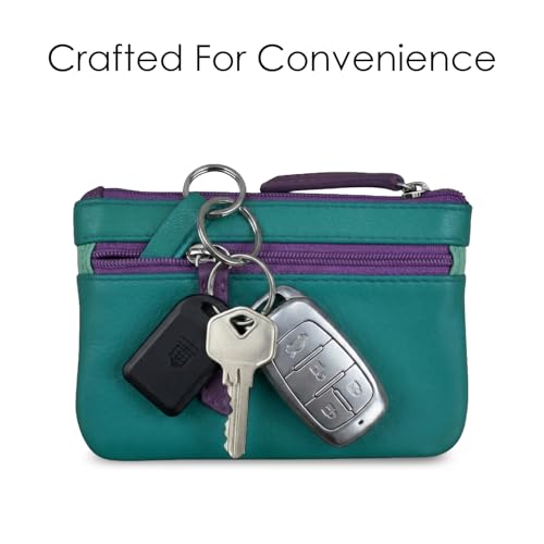 ili New York Leather Mini Compact Coin Purse - Cool Tropics - color: Cool Tropics