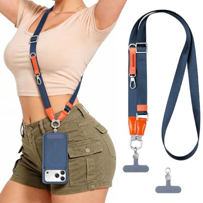 Phone Lanyard Crossbody, Adjustable Anti-Theft Neck Strap, - color: Blue