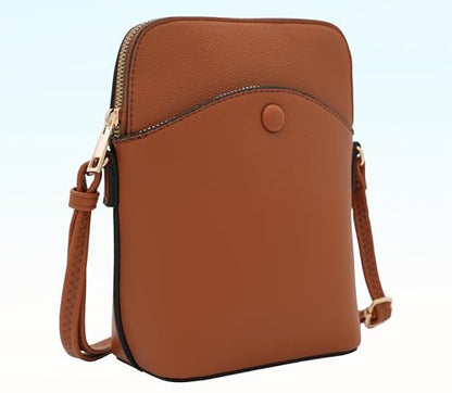 Small Crossbody Bag with Gold Hardware, Mini Shoulder Purse with Adjustable Strap - color: Tan