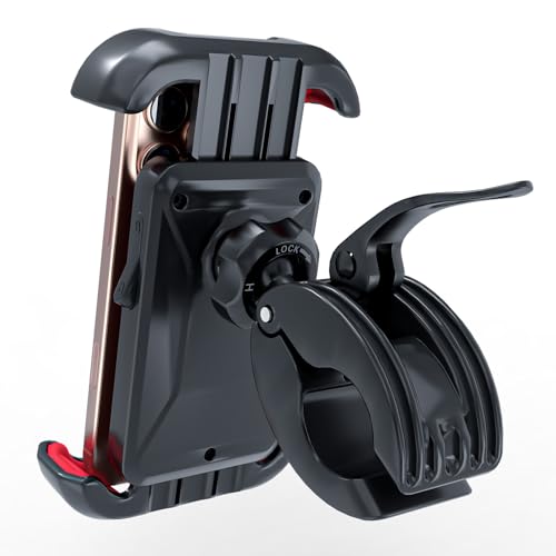Windone Bike Phone Holder, Motorcycle Phone Mount, Handlebar Phone Mount for Bicycle Scooter, Bike Accessories Compatible with 4.7"~6.7" iPhone, All Smartphones, Red - color: red