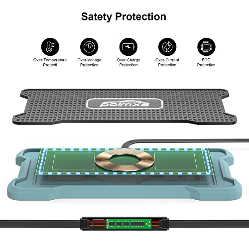 Wireless Charger Car Fast Charging pad, POLMXS Wireless Phone Charger Cell Phone RGB Light up Cordless Charging mat Compatible with iPhone 11/12/12/14/15 Galaxy S21/S22/S23/24 Airpod (C15 PAD)