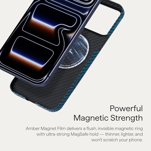 pitaka for iPhone 17 Pro Case 6.3" with Camera Control Button, Compatible with MagSafe, Ultra-Slim Case with Caseless Touch Feeling, 1500D Aramid Fiber Woven, Black/Blue(Twill) - color: Black/Blue (Twill)