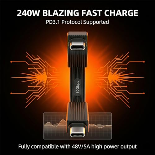 8K Short USB C Cable 80Gbps 240W (5cm)