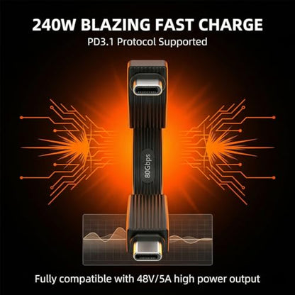 8K Short USB C Cable 80Gbps 240W (5cm)