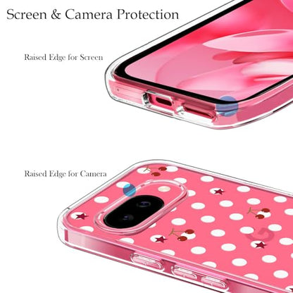 Unov for Pixel 10a Case, Clear with Design, Slim Fit Good Grip, Embossed Phone Case, Shockproof Protective Cover, Raised Camera Protection, Soft TPU, Polka Dots - color: Polka Dots