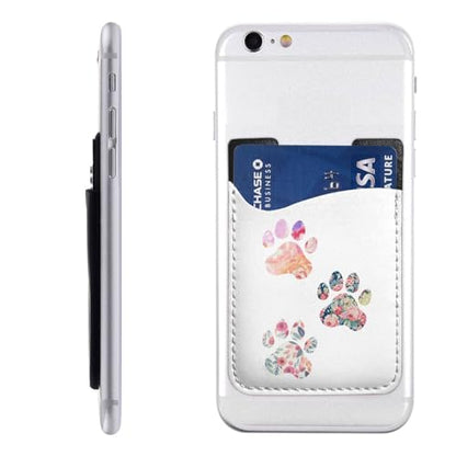 Floral Paw Print Trio Phone Credit Card Holders Sleeve Adhesive Wallet Compatible with Most Back of Phones - color: Floral Paw Print Trio
