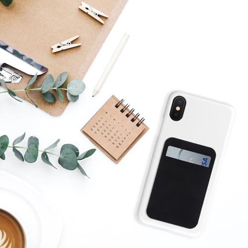 Beaupretty 2pcs Adhesive Phone Card Holder Cellphone Wallet with Elastic Stretch Fabric, Black Sticky Mobile Phone Wallet Pocket for Smartphones