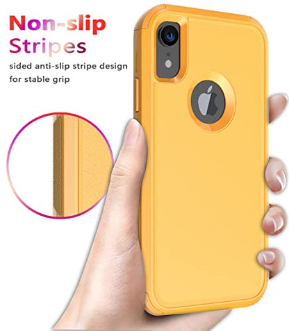 Diverbox for iPhone Xr Case [Shockproof] [Dropproof] [Dust-Proof],Heavy Duty Protection Phone Case Cover for Apple iPhone XR (Yellow) - color: Yellow-3in1