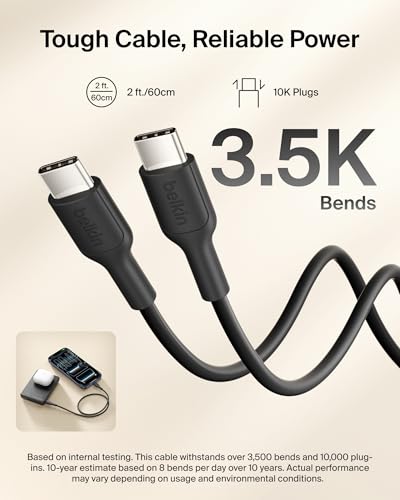 Belkin 10000mAh Qi2 15W Slim Magnetic Power Bank with USB C Cable - color: Black