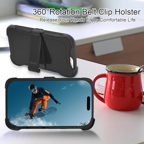 for iPhone 17 Pro Max Case with 2 Camera Lens Protector & 2 Screen Protector, Heavy Duty Full Body Protective Phone Case 6.9" (Belt Clip,Black) - color: 17 Pro Max-Belt Clip+Black