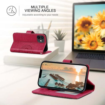 Wallet Case for iPhone 12 and iPhone 12 Pro, [RFID Blocking] 3 Card Holder Stand with Credit Card Slot PU Leather Magnetic Protective Flip Cover for iPhone 12/12 Pro (Red) - color: Red