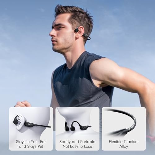 MRYTKY Bone Conduction Headphones,Open Ear Headphones Bluetooth5.4 with Mic,Wireless Headphones 10H Playtime, Waterproof Sport Headphone Suitable for Running,Cycling, Outdoor Sports Black