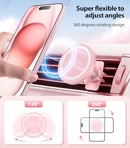 VICSEED for MagSafe Car Mount [Strongest Magnet Power] Car Phone Holder - color: Pink