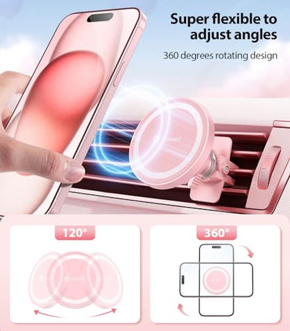 VICSEED for MagSafe Car Mount [Strongest Magnet Power] Car Phone Holder - color: Pink
