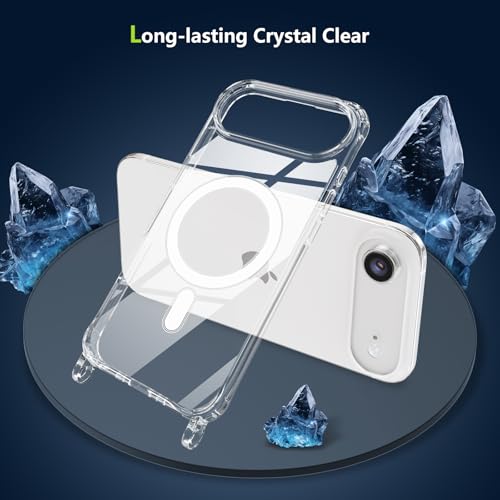 Magnetic Case for iPhone Air 6.5" Clear Crossbody Case with Adjustable Shoulder Neck Lanyard Strap,Compatible with Magsafe,Soft Slim Bumper Shockproof Protective Phone Cover-Black - color: Black, size: iPhone Air